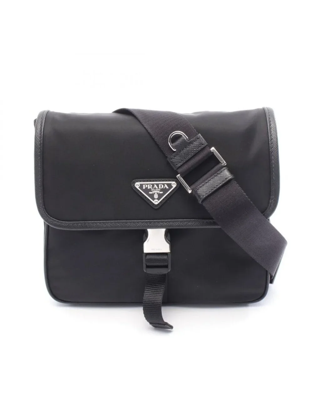 Prada Shoulder Bag Cross Nylon Saffiano Leather